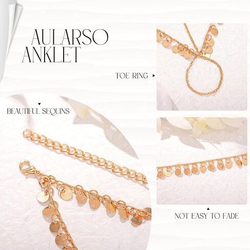 2 قطعة سلسلة قدم من الترتر الذهبي بوهو خلخال مطرز بطبقات من الشرابة صنادل حفاة القدم للنساء in Kuwait