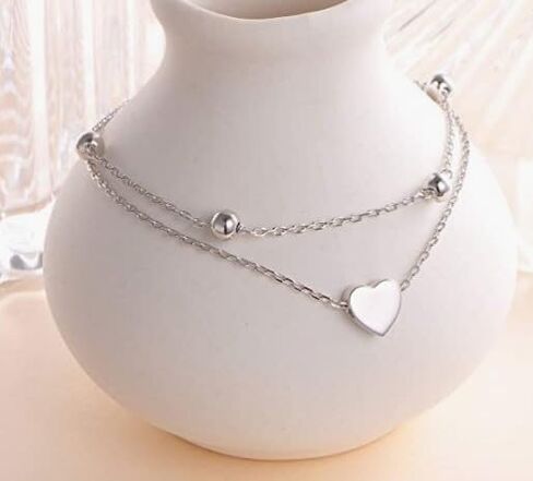 Gold Ankle Bracelet for Women Waterproof, Adjustable 14K Gold Plated Dainty Heart Satellite Bead Layered Anklets, Non Tarnish Minimalist Anklet Beach Foot Chain Jewelry Trendy Gift for Women in Saudi Arabia