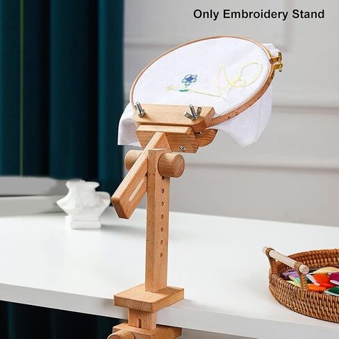 Embroidery Stand Table Clamp 360 Degree Rotation Cross Stitch Tapestry Hoop on Table Wood Hoop Holder Desktop Cross Stitch Seat Frame for Needlework Sewing DIY in Saudi Arabia