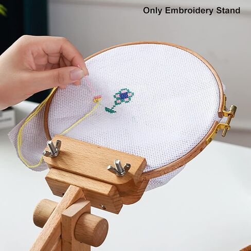 Embroidery Stand Table Clamp 360 Degree Rotation Cross Stitch Tapestry Hoop on Table Wood Hoop Holder Desktop Cross Stitch Seat Frame for Needlework Sewing DIY in Saudi Arabia