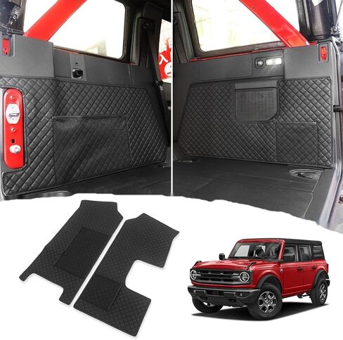 سجادات حماية صندوق السيارة Bestview متوافقة مع Ford Bronco 4-Door 2021 2022 2023 2024، واقي جدار جانبي للشحن يناسب Bronco، جلد PU أسود، ملحقات Bronco الداخلية in Saudi Arabia