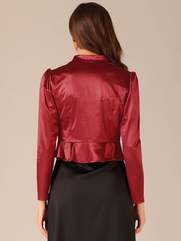 Allegra K Satin Bolero Shrugs for Women's Open Front Ruched Long Sleeves Cropped Shrug in Saudi Arabia