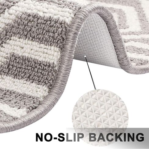 سجاد عداء Cekene للممر، 20 بوصة × 59 بوصة، سجادة مطبخ غير قابلة للانزلاق وقابلة للغسل مع دعم مطاطي، سجادة غسيل هندسية للمزرعة، سجادة أرضية متينة للمدخل، رمادي in Kuwait