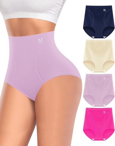Women's High Waisted Underwear Ladies Panties Postpartum Full Coverage Briefs 4 Pack Stretch Soft Comfort in Kuwait