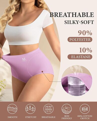 Women's High Waisted Underwear Ladies Panties Postpartum Full Coverage Briefs 4 Pack Stretch Soft Comfort in Kuwait