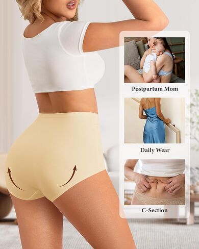 Women's High Waisted Underwear Ladies Panties Postpartum Full Coverage Briefs 4 Pack Stretch Soft Comfort in Kuwait