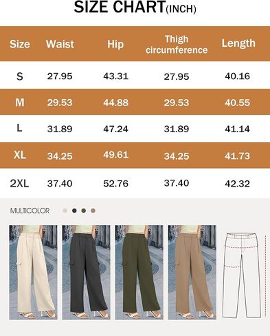 Buauty Women's Wide Leg Cargo Pants High Waisted Trousers Pants Casual Dress Pants with Pockets 2024 Loose Business Clothes in Saudi Arabia