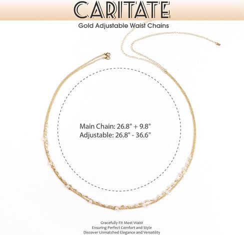 18K Plated Gold Waist Chain Layered, Adjustable Gold Belly Chains for Women, Body Chain Jewelry for Women, Stomach Jewelry Chain Bikini, Gold Waist Beads, Pearl Waist Chains 26-37 Inch in Saudi Arabia