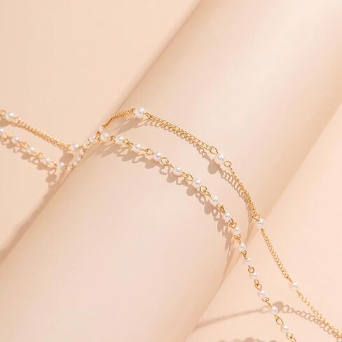 18K Plated Gold Waist Chain Layered, Adjustable Gold Belly Chains for Women, Body Chain Jewelry for Women, Stomach Jewelry Chain Bikini, Gold Waist Beads, Pearl Waist Chains 26-37 Inch in Saudi Arabia