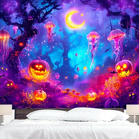 BJYHIYH Extra Large Halloween Blacklight Tapestry Wall Hanging Forest Tapestry for Bedroom Living Room Decor(90"×70") in Kuwait