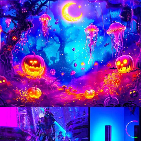 BJYHIYH Extra Large Halloween Blacklight Tapestry Wall Hanging Forest Tapestry for Bedroom Living Room Decor(90"×70") in Kuwait