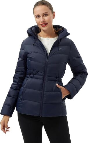 Pioneer Camp Women's Winter Puffer Jacket 700 Fill Down Coat Water-Repellent Quilted Fuffy Outerwear with Hood in Kuwait