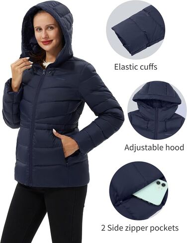 Pioneer Camp Women's Winter Puffer Jacket 700 Fill Down Coat Water-Repellent Quilted Fuffy Outerwear with Hood in Kuwait