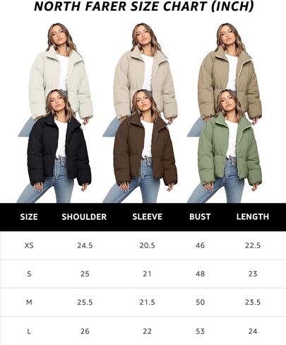 Women’s Cropped Puffer Jacket Long Sleeve Winter Puffy Coat Short Warm Casual Quilted Jackets in Saudi Arabia