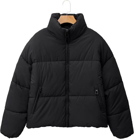 Women’s Cropped Puffer Jacket Long Sleeve Winter Puffy Coat Short Warm Casual Quilted Jackets in Saudi Arabia