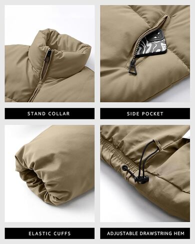 Women’s Cropped Puffer Jacket Long Sleeve Winter Puffy Coat Short Warm Casual Quilted Jackets in Saudi Arabia