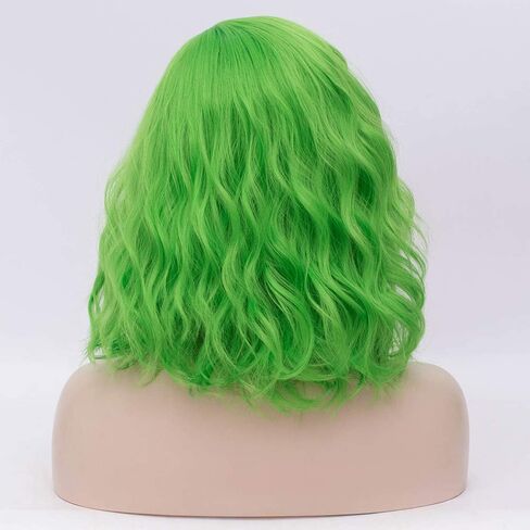Women's Green Wig Short Curly Wavy Bob Wig Girls Cosplay Costume Halloween (Light Green) in Saudi Arabia