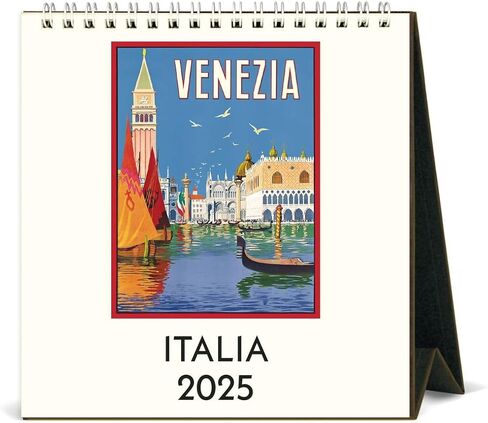 Cavallini 2025 Vintage Italia Easel Desk Calendar, 6 x 6.5 Inches, 12 Month Page-A-Month Standing Desk Calendar, Vintage-style Illustrations of Italy, Small and Cute Desktop Flip Calendar 2025 in Saudi Arabia