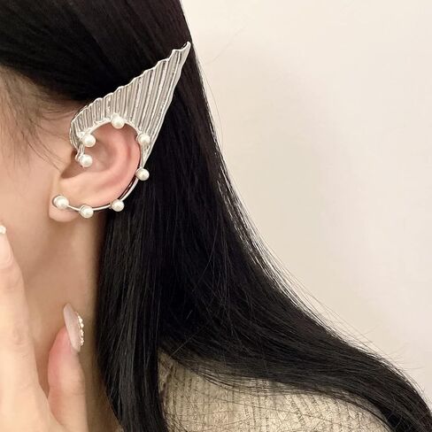 2Pcs Gothic Elf Ear Cuffs Goth Elf Fairy Earrings Non-Pierced Fake Earrings Costume Cosplay Accessories for Teen Womens Girls in Saudi Arabia