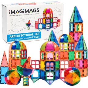 Magnetic Building Tiles, 48 Piece Architectural Dome Set for Boys Girls Kids, Educational Creative Learning Activity Building Block Toddler Toys, Children Ages 3 Years +