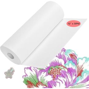 Tear Away Machine Embroidery Stabilizer Backing 12" x 50 Yd roll Medium Weight 1.8 oz, Cut into Variable Sizes for Tearaway Machine Embroidery and Hand Sewing