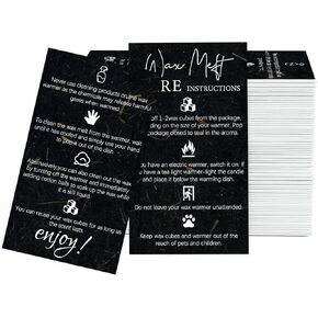 PLIGREAT 60 Pcs Wax Melting Furnace Care Instruction Cards Wax Warmer User Guide Card for Small Business Handmade Candles Store Supplies Wax Melter Accessories Gift Box Package Insert Cards