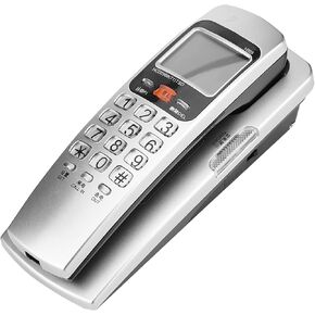 FSKDTMF Caller ID Corded Phone, Fashion Home Landline Desk Phone with Large Numbers, Volume Control for Office, House - Wall Mountable and Red (Silver)