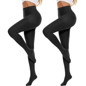 Century Star 2 Pairs Womens Tights Opaque Ballet Dance Tights Stockings for Women Pantyhose High Waist 80D Control Top Nylons