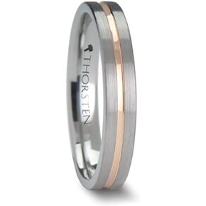 Mens Tungsten Rose Gold Plated Groove Wedding Ring - Flat Brushed Comfort Fit - 4mm 6mm 8mm 10mm Wide - Style Name: Zeus