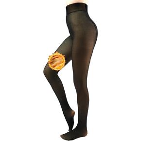Fleece Lined Tights Sheer Women Winter Fake Translucent Warm Pantyhose Leggings Sheer Thick Tights