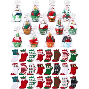 Suhine 24 Pairs Cupcake Socks Fuzzy Socks for Women and Girls DIY Gift Warm Slipper Soft Fluffy Socks with Gift Boxes