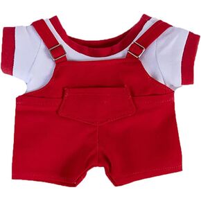 20cm Plush Doll Clothes Plushie Clothes T-Shirt + Overall Pant for 7.8 inches Doll Clothing (Red)