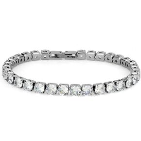 Stainless Steel None Tarnish Tennis Bracelet set with Round Cut Infinite Cubic Zirconia CZ