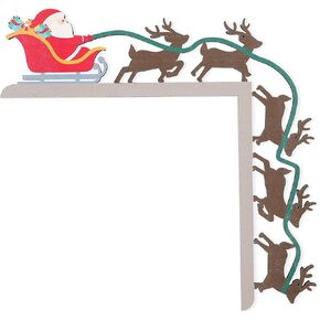 Christmas Door Corner Decoration - Santa and Reindeer, Christmas Door Sign, Wood Frame Corner Decoration, Christmas Door Corners