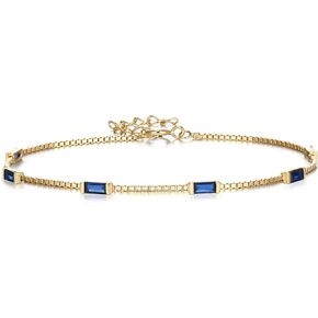 BriLove Dainty Gorgeous 925 Sterling Silver Birthstone Bracelets for Women,Six Emerald Cut Tennis Bracelets for Birthday Prom Gifts Jewelry