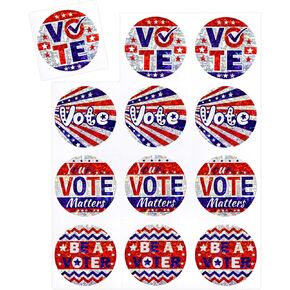 Vote Stickers Patriotic Election Sparkle Voting Sticker Sheets for Election Campaign Voter Glitter Envelope Seals Postcards Decorations Supplies 120Pcs