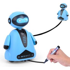 Mini Magic Inductive Robot Toy Tracer Bot Interactive STEM Toy Follow Black Line with LED Light Educational Toys for Kids…