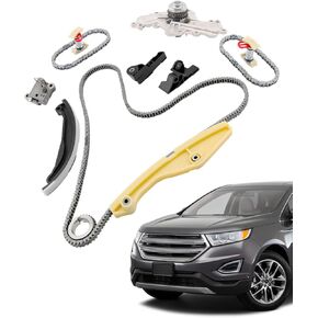 Timing Chain Kit 3.5 3.7 L, w/Water Pump, Compatible with 2011-2019 Ford F-150 / Edge/Explorer/Taurus/Police/Flex, Lincoln MKS/MKZ/MKX, V6 3496cc 3726cc, #BL3Z-6268-A AT4Z-6268-A 125-3340