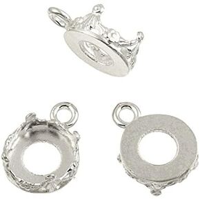 5 Pack - Round Bezel Cup Settings 14 Mm Sterling Silver 925 Pendant Earring Charm 346