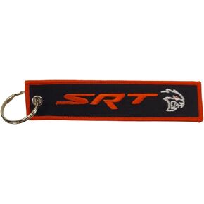 Detroit Shirt Company Dodge SRT Hellcat Redeye Logo embroidered Keychain 5" x 1" | SRT Hellcat Redeye logo front, Classic Dodge Rhombus logo back