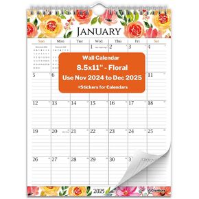CRANBURY Small Wall Calendar 2025 - (Seasons), 8.5x11", Use Now to Dec 2025, as Vertical Hanging Calendar or Desk Calendar, Colorful Seasonal Designs, 2025 Monthly Calendar 8.5 x 11, Includes Stickers in Kuwait