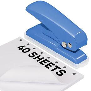 JIKIOU Single Hole Punch, 40 Sheets Punch Capacity Hole Puncher Single, Small Hole Punch with Non-Slip Removable Base, One Hole Puncher for Crafts Scrapbooks Paper Chipboard White