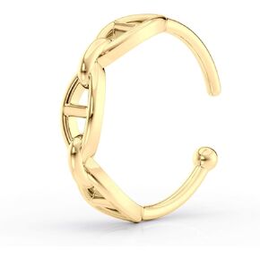 خاتم أنف بسلسلة 20 قياسًا من Lavari Jewellers للنساء - مسمار أنف من الذهب الأصفر عيار 10 قيراط - مجوهرات ثقب الأنف لا تسبب الحساسية للجنسين - ثقب الجسم 20 جرام للرجال