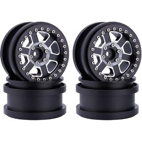 DJX 4PCS 2.9 Beadlock Wheel Rim Set for 1/6 RC Crawler Car Axial SCX6 JLU Wrangler (Black)
