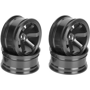 RC Car Wheel Rim, Easy to Install Exquisite Durable 1/10 RC Wheel Rim for RC Drift Car for 1/10 RC Car(Five Spoke Black)