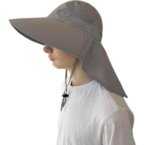 Wide Brim Hats, Unisex, Sun Defender, Cooling Neck Guard, Safari Cap for Hiking and Fishing. Outdoor Hat with Flap. One Color - Light Gray, 7 3/8, Lite Grey