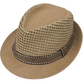 Dad's Straw Hat Gentlemen Jazz Sun Hat Cap Mesh Hollowed Bucket Hat UV Protection Beach Hat for Men
