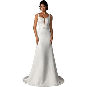 Wedding Dress Elegant Royal Style for Women,Jacquard Dress for Summer Garden Wedding,Lightweight Wedding Bridal Dress
