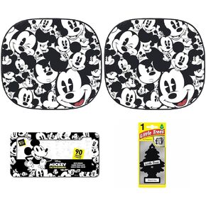 Auto Car Windshield Sunshade Set - 2 Piece Disney Mickey Expressions Design with License Plate Frame Bundle - Protects Interior from UV Rays, Fits Most Vehicles, Ideal for Disney Fans