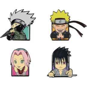 Naruto Team 7 Naruto Uzumaki Sasuke Uchiha Sakura Kakashi Hatake Enamel Lapel Pin 4 Set